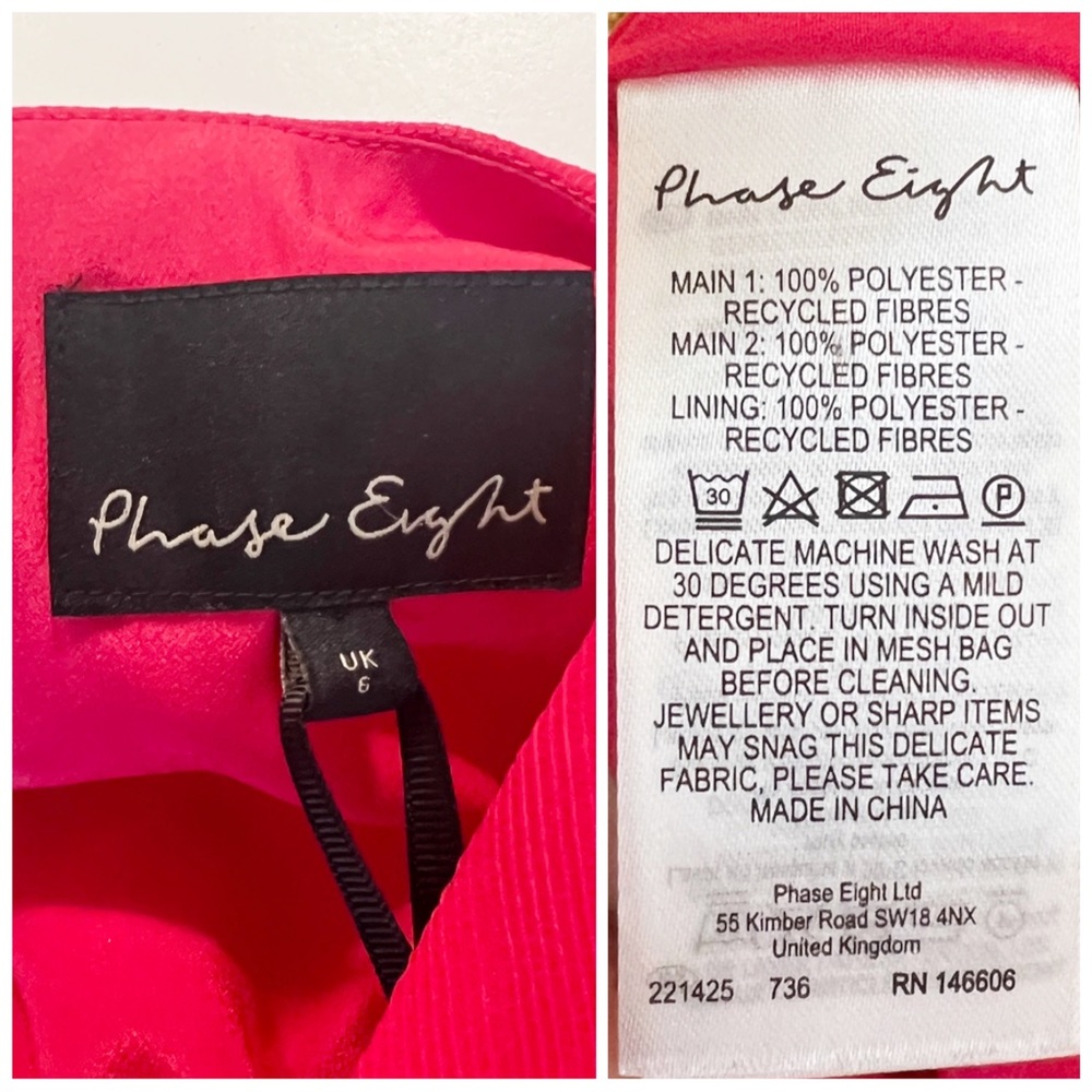 •PHASE EIGHT• Sage Pleated Ruffle Mini Dress in Raspberry‎ Size 2 - Picture 11 of 14
